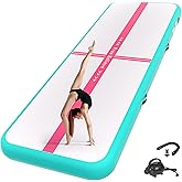 FINCOME Inflatable Gymnastics Mat Tumble Track Air Mats for Home with Pump | 10/13/16/20FT Tumbling Mat for Training Cheerleading Yoga Home 4&rdquo;/6&rdquo; Thick Air Mat Indoor Outdoor Waterproof Durable PVC