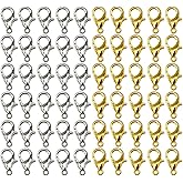 Lobster Clasps Metal Alloy Small Lobster Claw Clasps for DIY Jewelry Making Accessories Handmade Necklace Bracelet Fastener Hook 100 Pack (12mmx6mm, Gold, Silver) (Mixed Color)
