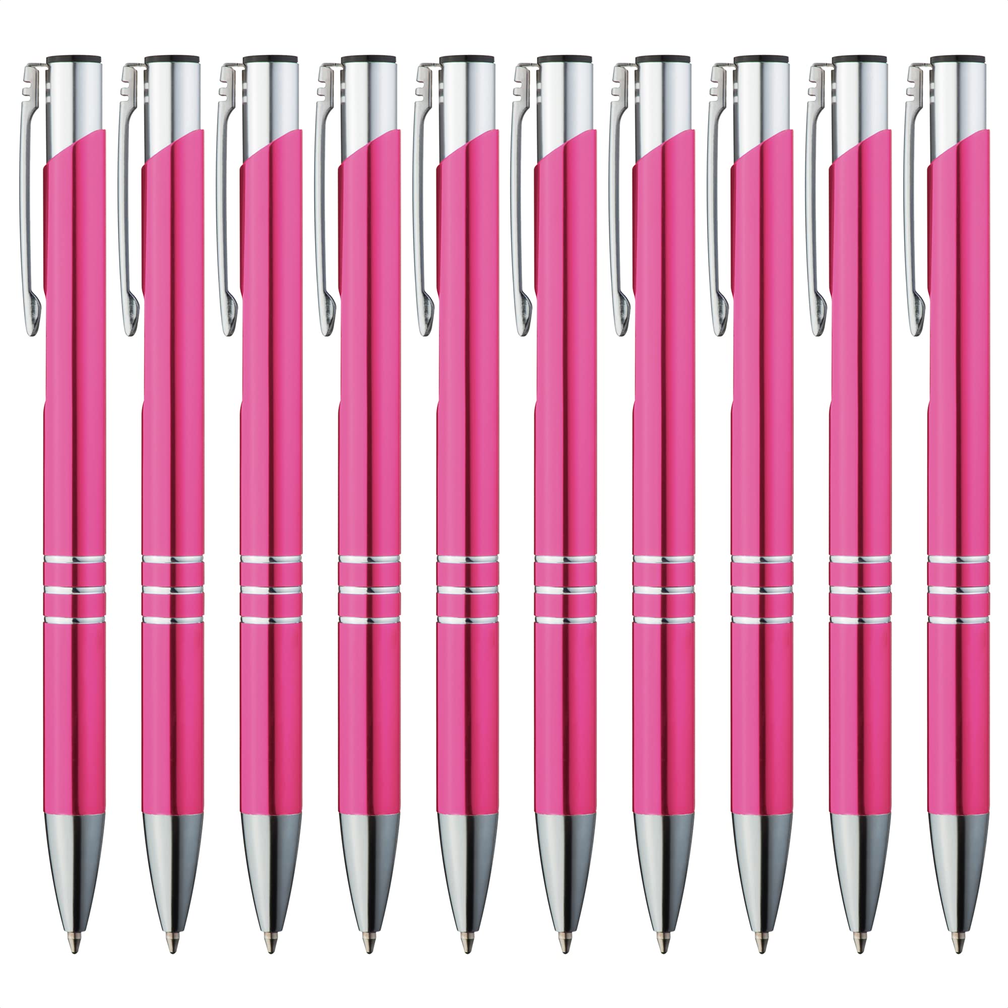 GIMEI® Metal Ballpoint Pen, Pack of 50, Premium Ballpoint Pen Set, High Quality, Ballpoint Pen for Easy and Soft Writing, Blue Ink Ballpoint Pen Pink as a Visual Eye-Catcher