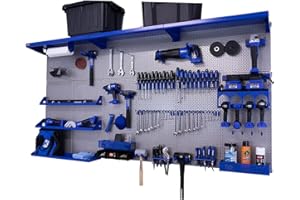 OmniWall Weekend Warrior XL Metal Pegboard Wall Organization System (Silver/Blue)