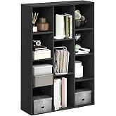 Furinno LUDER Book Shelf, 11-Cube Bookshelf, Reversible Bookcase, 9.4 x 29.1 x 41.7, Easy Assembly, for Living Room, Bedroom, Home Office, Blackwood