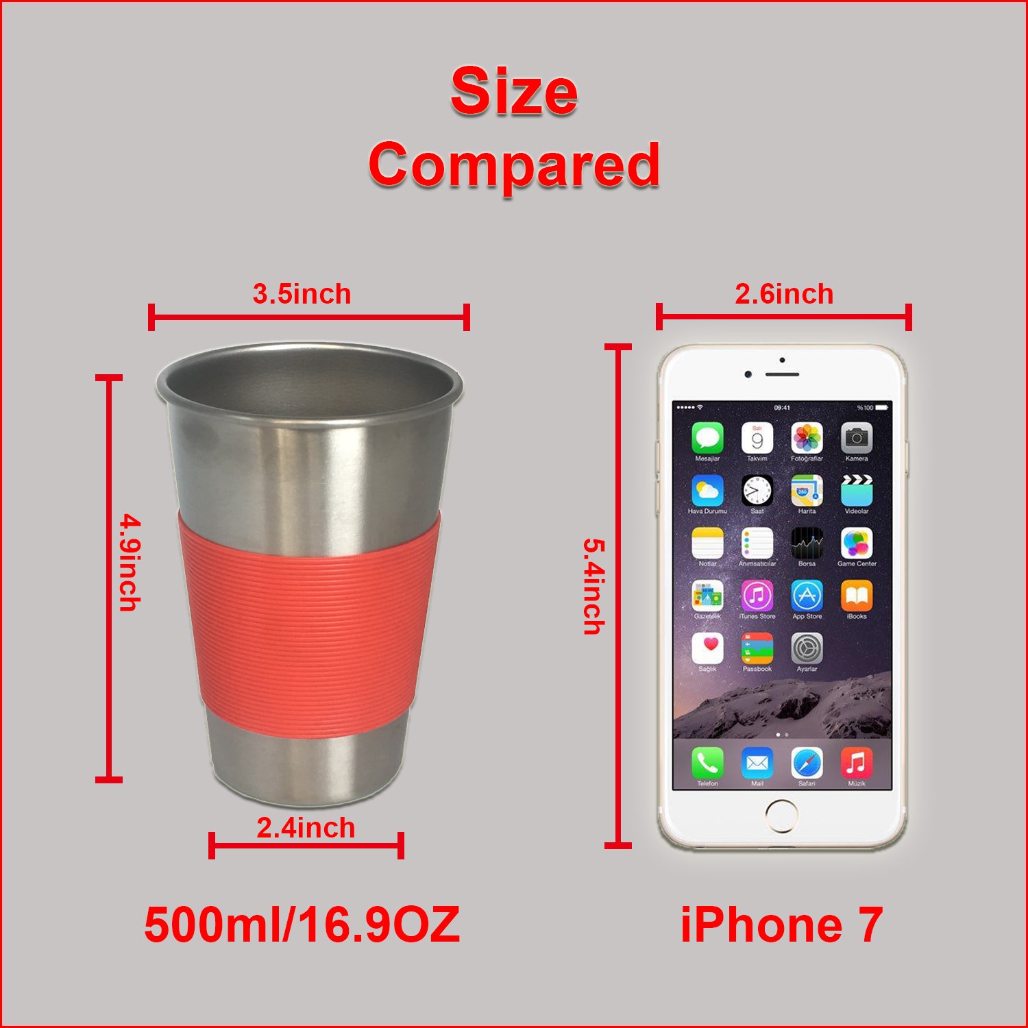 Stainless Steel 17 oz Pint Cup with Sleeves (4 Pack)-Unbreakable, Stackable,Premium Metal Drinking Glasses for Travel, Outdoor, & Everyday