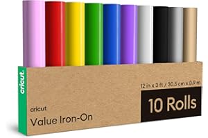 Cricut® Value Iron-On, Rainbow Sampler - 12 in x 3 ft (10 ct)- HTV Heat Transfer Vinyl