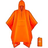 Coralrain Hooded Rain Poncho Lightweight Waterproof Unisex Raincoat Jacket with Pocket for Men Women Adult