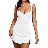 GOKATOSAU Women's Sleeveless Sweetheart Neckline A-line Split Bodycon Mini Dress