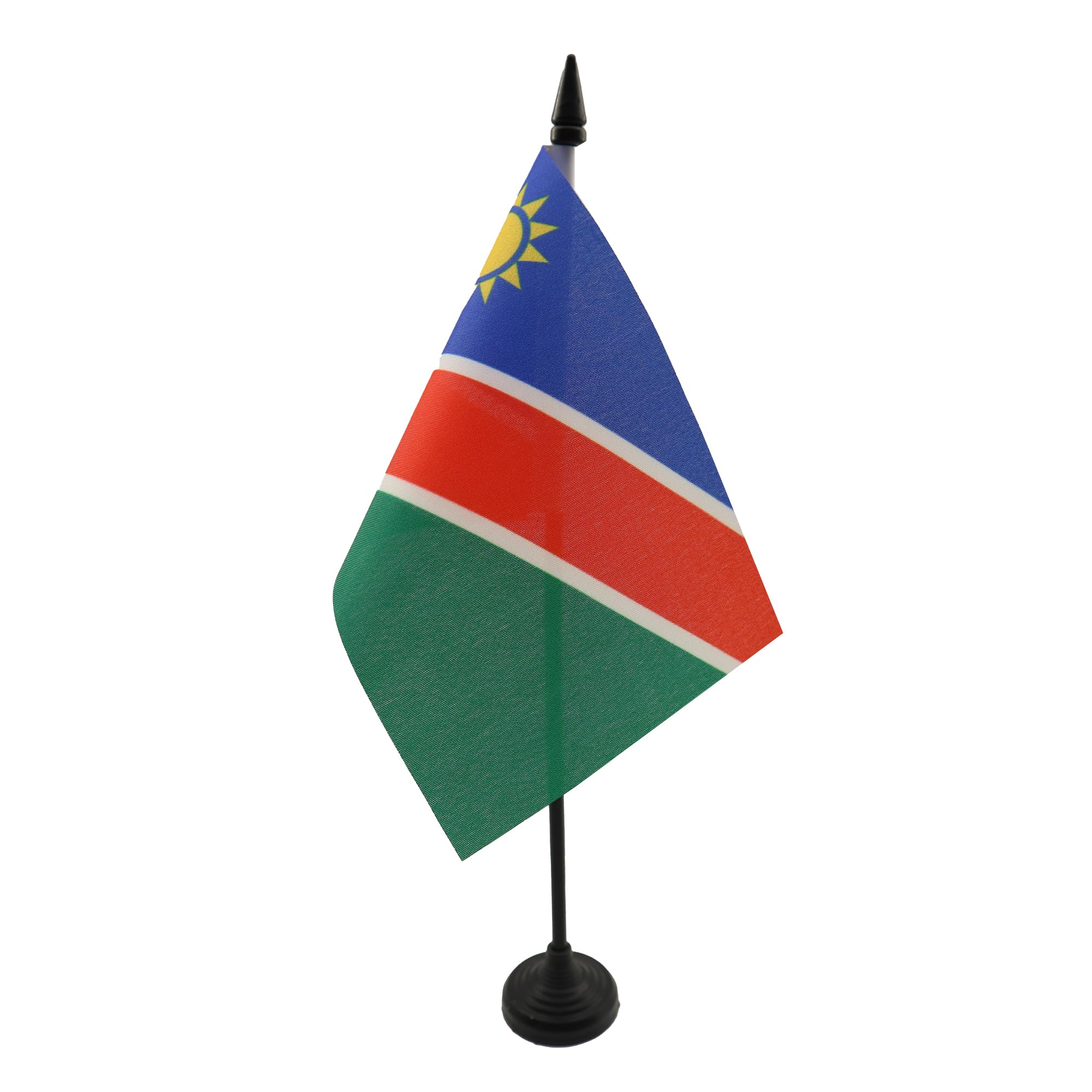 AZ FLAG - Namibia Table Flag 4'' x 6'' - Namibian Office Mini Banner 100% Polyester 15 x 10 cm - Mini Desk Flag with 10'' Pole and Black Plastic Base