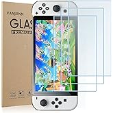VANJUNN Tempered Glass Screen Protector for Nintendo Switch OLED, Anti Blue Light Screen Protector Cover Eye-Protection Film for Nintendo OLED Switch with Anti-Scratch Design(3 Pack)