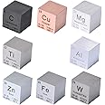 8 Pieces Element Cube Set 1” Tungsten Cube Metal, Periodic-Table of Elements, 99.95% Purity, Laser Engraved, Tungsten Titanium Copper Iron Aluminum Zinc Magnesium Carbon for Teaching, Gift, Collection