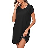 PNAEONG Women's Cotton Nightgown Sleepwear Short Sleeves Shirt Casual Print Sleepdress