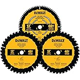 DEWALT Pack of 12-in Saw Blades - 1 x 80 T and 2 x 40 T Blades for Miter Saws - Pack of 3 Blades Total (DWA112CMB3)
