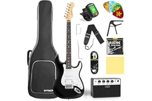 STRICH Electric Guitar Beginner Kit, Solid Body 39" Full Size Electric Guitar HSS Pick Up for Starter, with 10W Amp, Bag, Dig