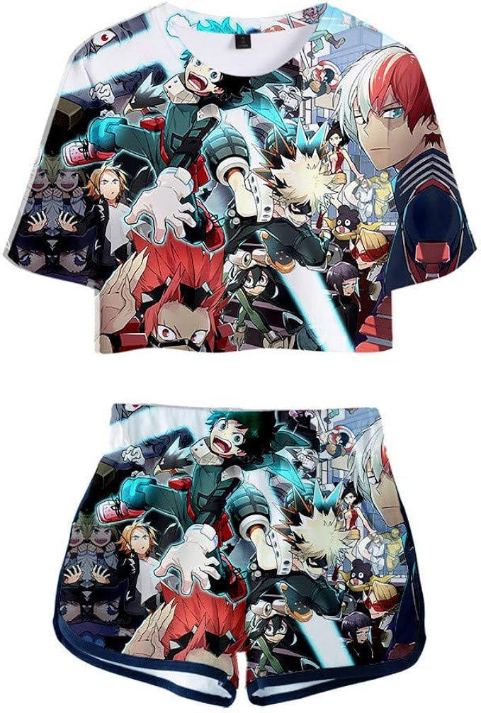 Anime Boku No Hero Academia 2PCS Cosplay Costume Print T
