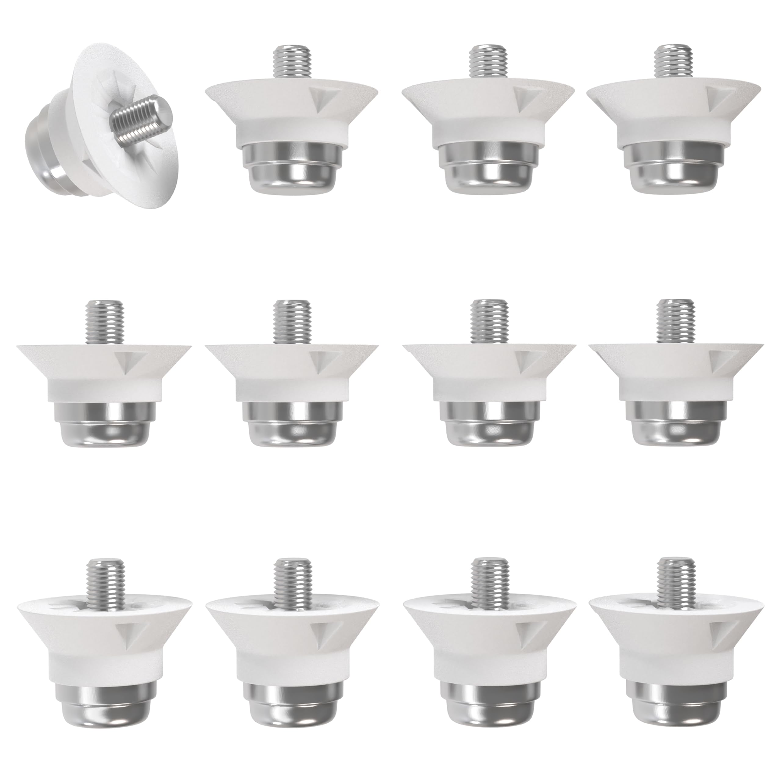 55 Sport World Cup Metal-Tipped Replacement Football Studs - 12 Pack (13/16mm) - White