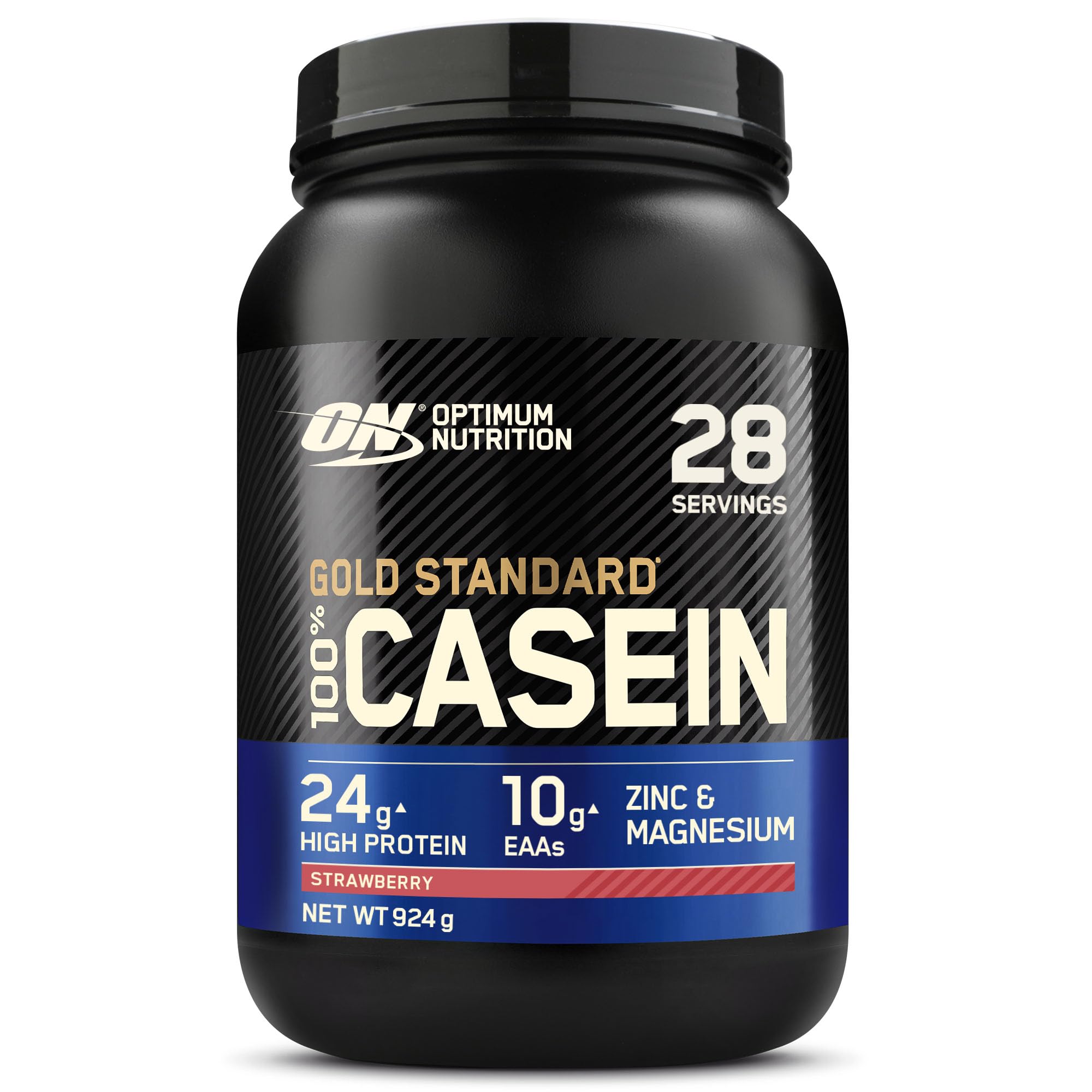 Optimum Nutrition Gold Standard Casein Slow Digesting Protein Powder with Zinc, Magnesium and Naturally Occuring Glutamine and Amino Acids, Strawberry, 28 Servings, 0.92 kg, Packaging May Vary