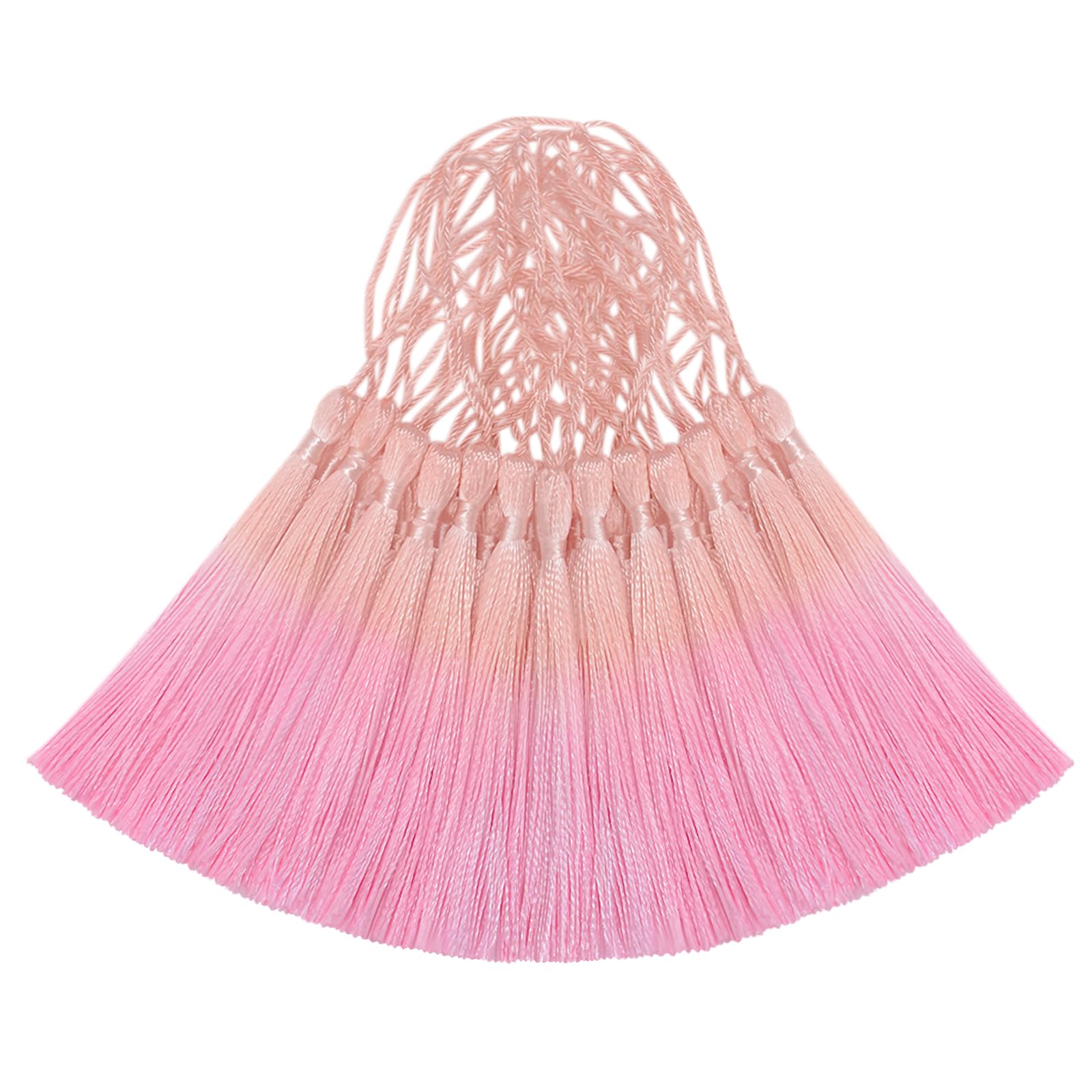 50PCS Mini Silk Tassel for Craft DIY Bookmark Cute Jewellery Making Beaded, Girl Earring, Keyring, Graduation, Small Key, Long Ribbon Fabric Sewing, Curtain Trim Door Home Decor (Nude Pink)