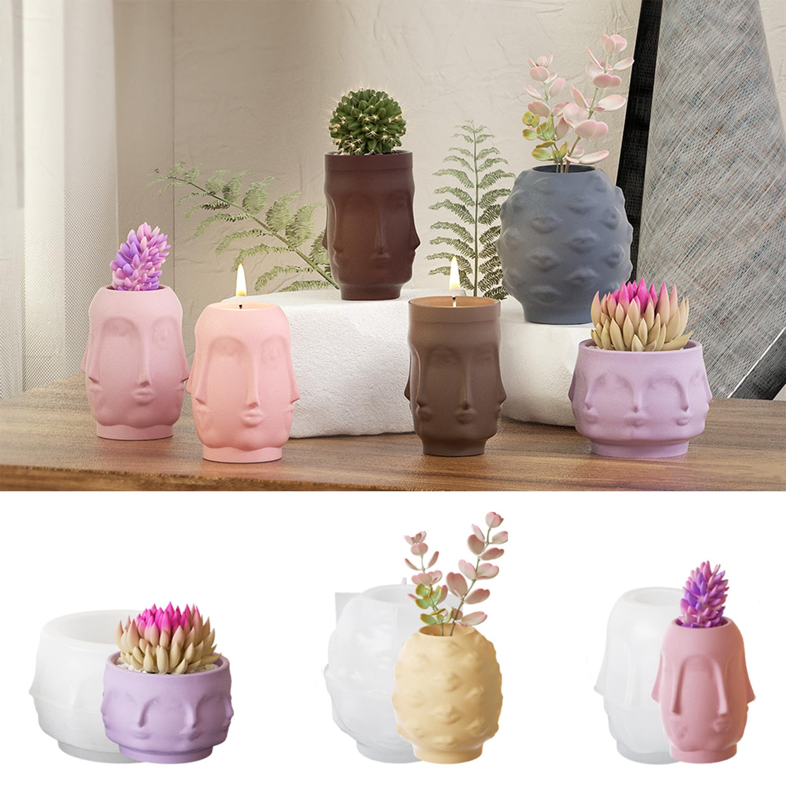 3 x Silicone Mould Vase Candle Mould, Candle Mould Silicone, DIY Vase Casting Moulds for Craft Ornaments, Resin Casting Mould