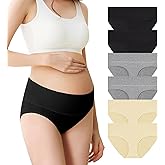 Mama Cotton Maternity Underwear Women's Foldable Pregnancy Panties Under The Bump Maternity Briefs Multi-Pack