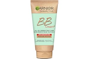 Garnier BB Cream Anti-Aging with Hyaluronic Acid & Aloe Vera, 5-in-1 Skin Perfector, Medium Tone, 50ml