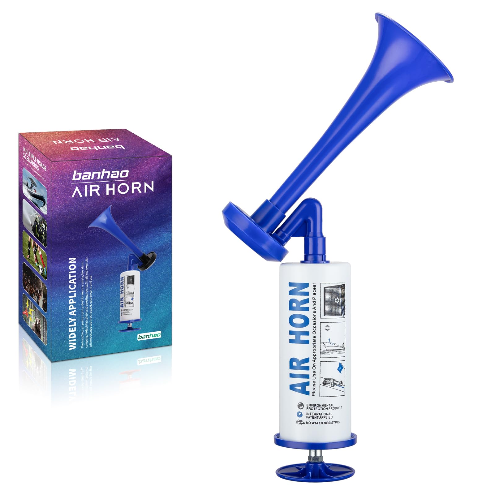 Air Horn for Safety, Loud HandHeld Air Horn for Boats Events Camping Reusable, Sports Pump Horn Loud Noise Maker for Boating Sports Events Birthday Party BANHAO