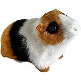 Realistic Guinea Pig Figurine – Lifelike Tri-Color Hamster Stuffed Animal, Faux Fur Pet Replica for Shelf, Desk & Home Decor, Collectible Gift for Rodent Lovers