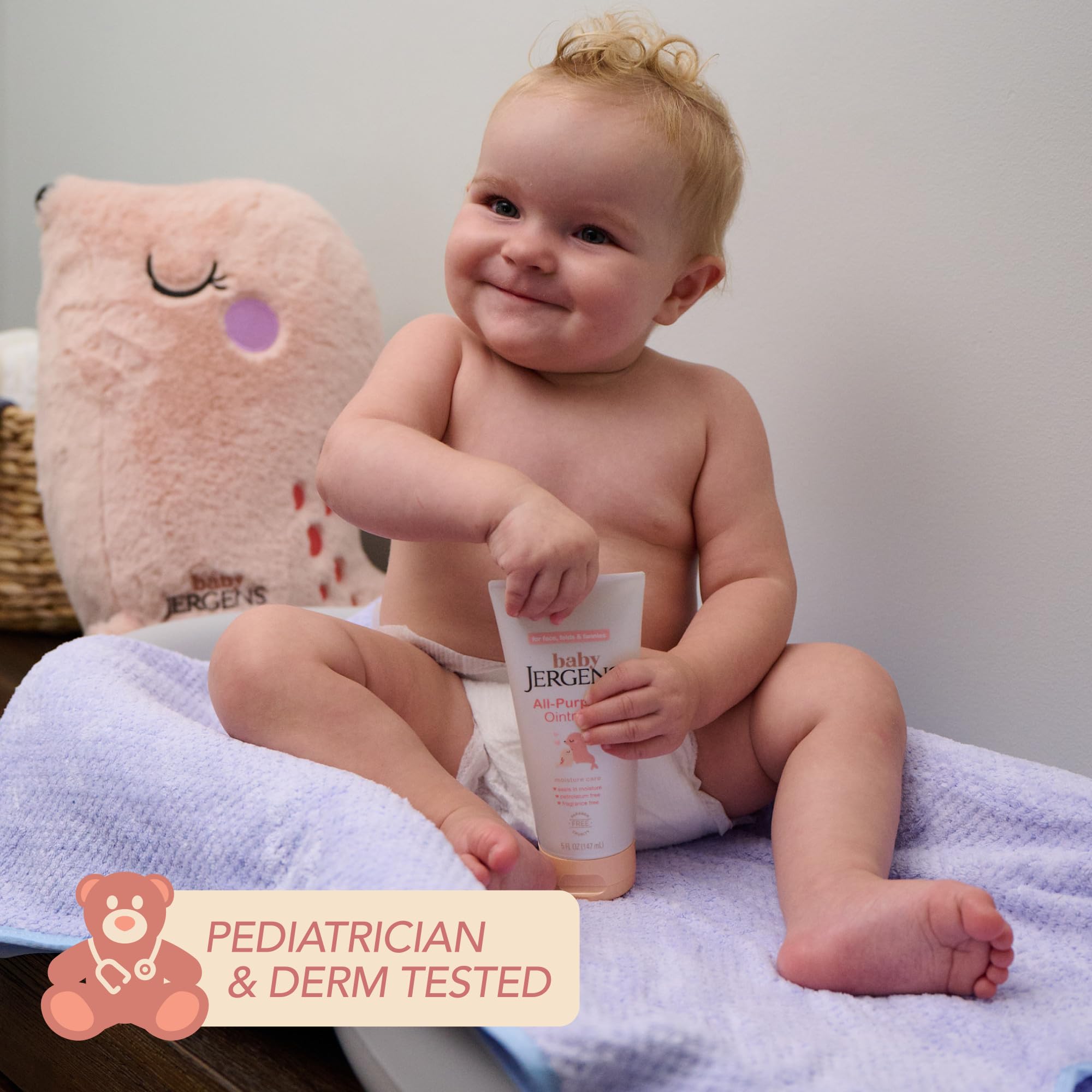 Jergens Baby All-Purpose Baby Ointment, Plant-Based Moisturizers, Petrolatum Free & Pediatrician-Tested, 5 Oz