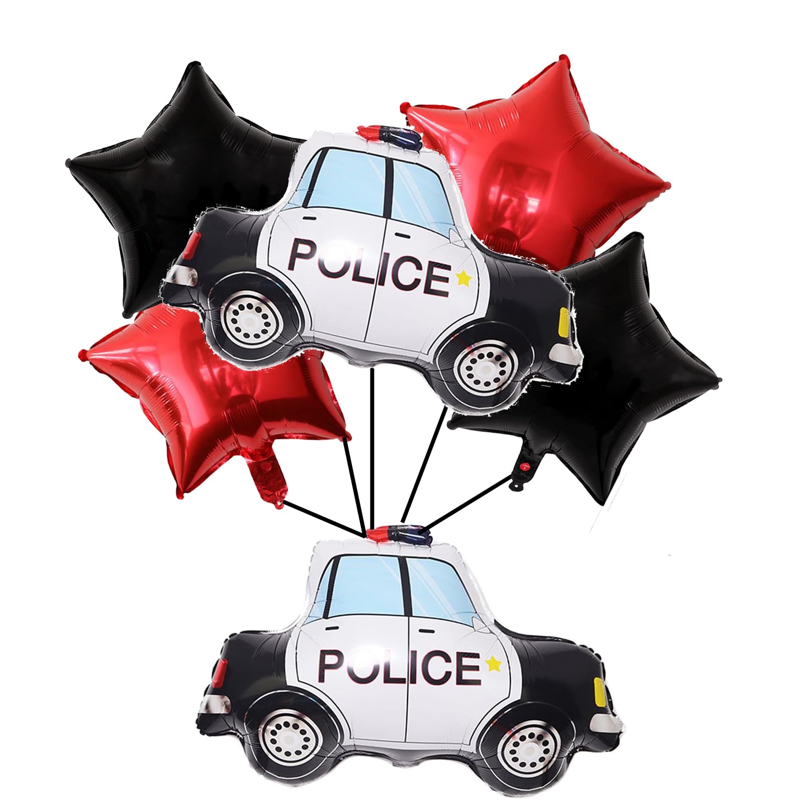 Photo 1 of 6PCS Black Police Car Foil Balloons Children Gifts Boys Birthday Balloon Police Retirement Party Supplies Birthday Decorations