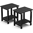 MXIMU Outside Adirondack Square Side Table, Weather Resistant Patio Table, Outdoor End Tables for Backyard, Pool, Indoor Companion, Front Porch