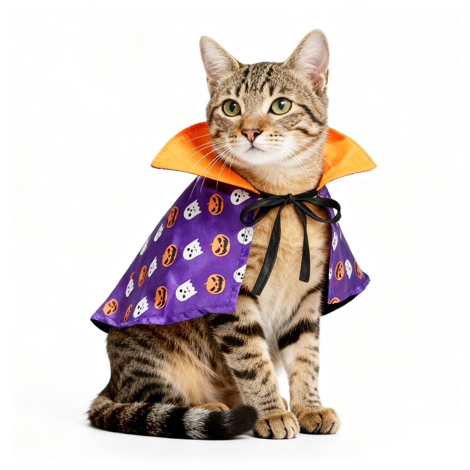 Photo 1 of NAMSAN Cat Halloween Costumes, Wizard Cloak Vampire Cat Apparel, Small Dogs Witch Clothes Cosplay Outfit for Halloween Themed Party, Purple