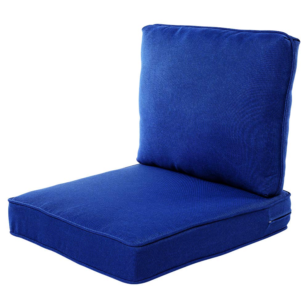 Blue Quality Outdoor Living All Weather Deep Seating Patio Chair Seat And Back Cushion Set 22 Inch By 25 Inch Cushions