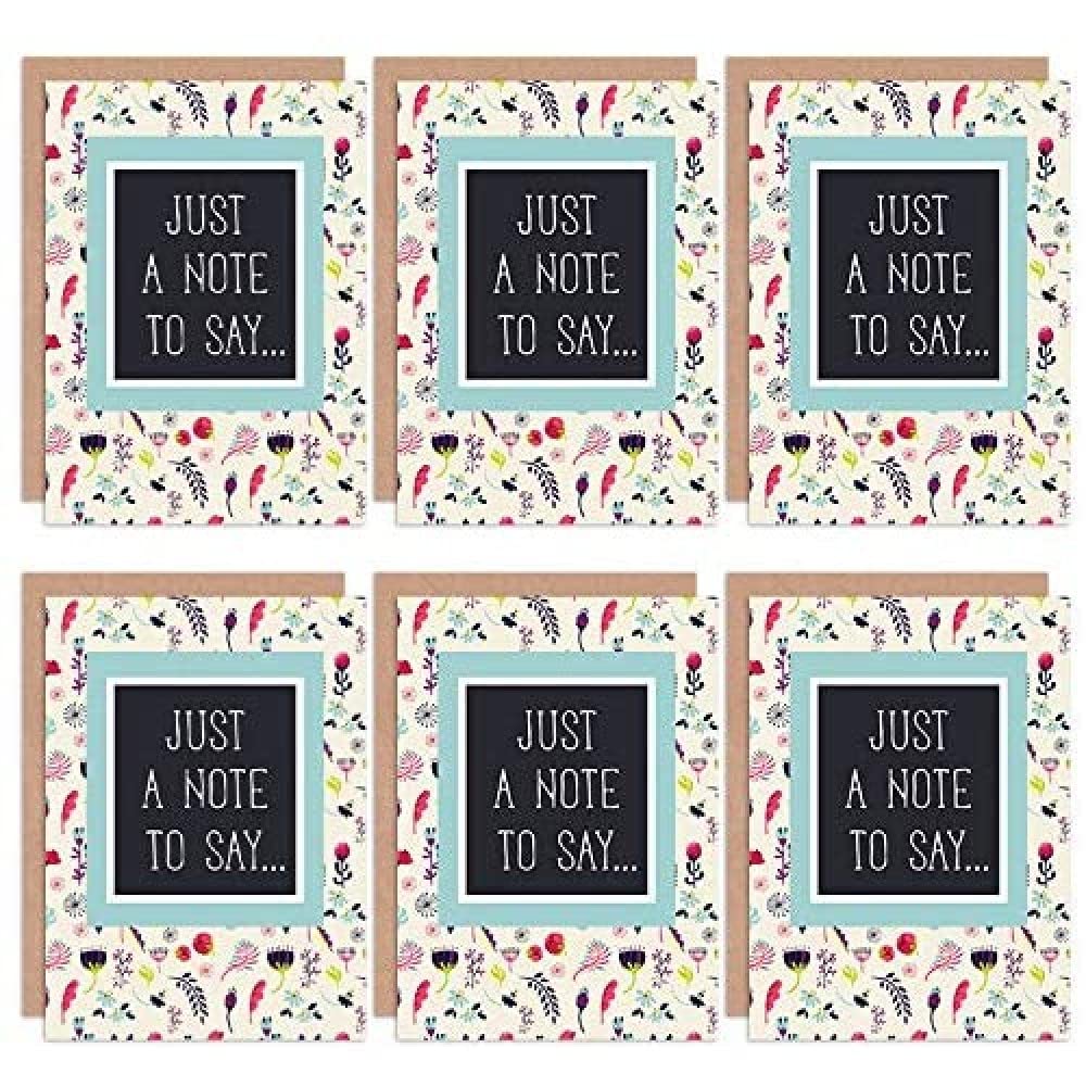 Wee Blue Coo Thank You Cards 6 Pack - Just A Note Flowers Pretty Set Blank