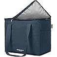 Nook Theory Reusable Insulated Grocery Bag - Leak Proof, X Large Insulated Cooler Bag - Insulated Shopping Bags for Groceries - Travel Cooler Bag for Frozen and Hot Food with Zippered Top (Deep Blue)