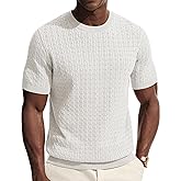 PJ PAUL JONES Mens T-Shirts Short Sleeve Textured Knit Shirt Casual Hollow Out Tee Shirts Crewneck Pullover Tees