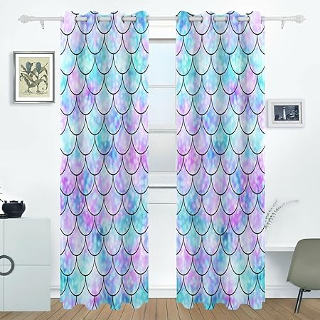 Bennigiry Unique Mermaid Scales Custom Home Decor Polyester Window