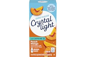 Crystal Light On The Go Peach Mango With Caffeine Drink Mix, 10-Packet Box (Pack of 7)