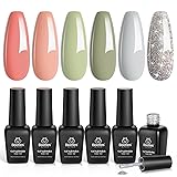 beetles Gel Polish Set 6 Colors Glitter Nude Coral