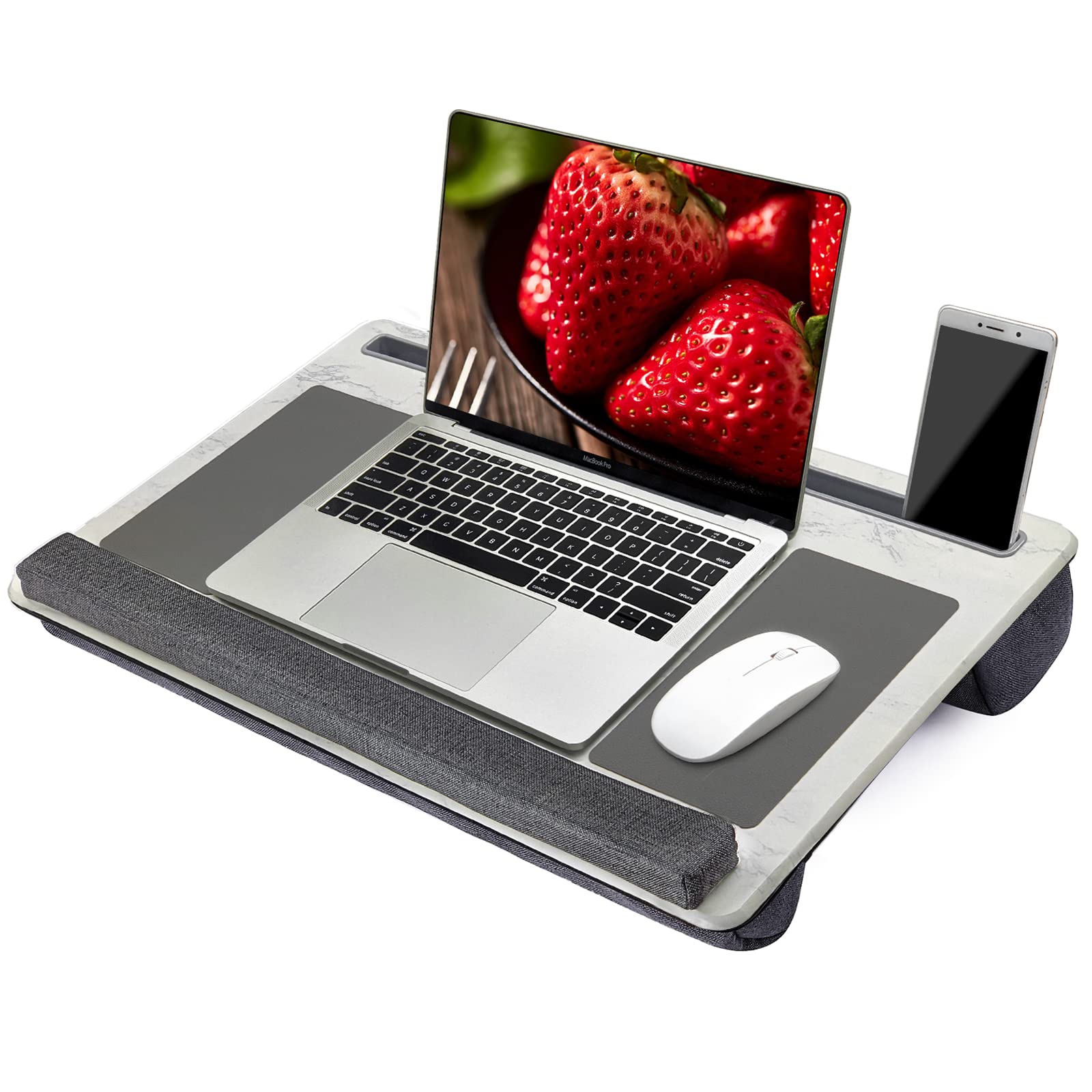 Photo 1 of Extra Large Lap Laptop Desk- Home Office Portable LapDesk with Mouse Pad & Wrist Rest for Notebook/MacBook/Tablet, Sofa Bed Working, Writing, Drawing (White Marble, Fit Up to 17-inch Laptops)