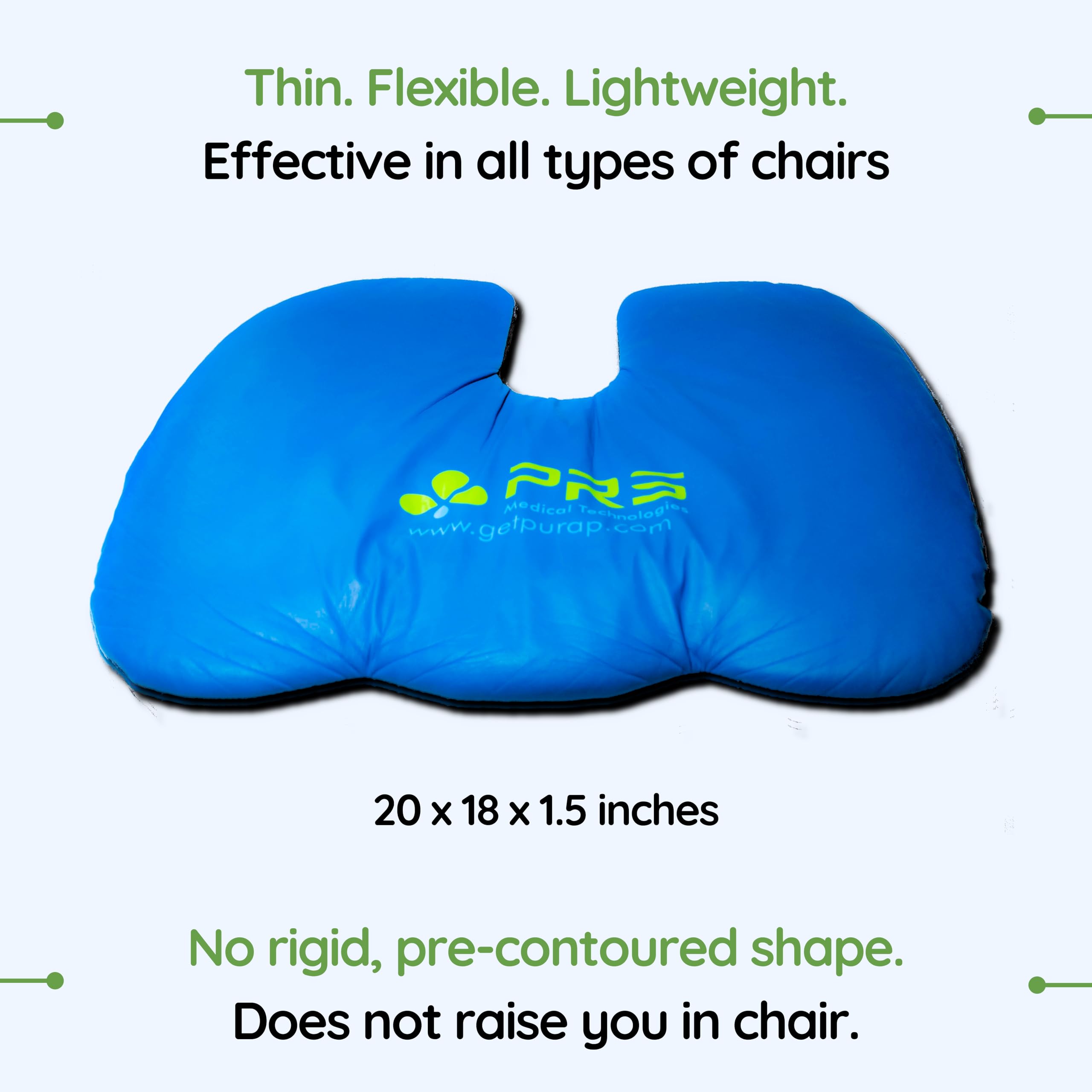 PURAP U-Float Liquid Layer Cushion for Tailbone, Coccyx Pressure Relief – 20 x 18 x 1.5 inches