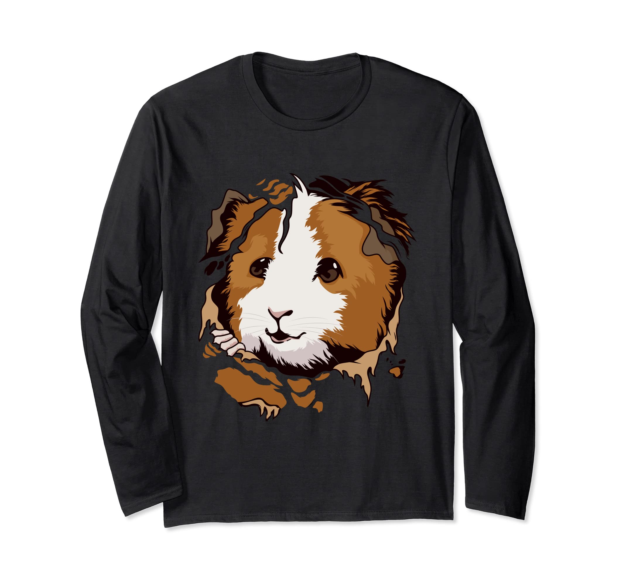 Guinea Pig Torn Clothes Ripped Ragged Cavy Outfit Guinea Pig Long Sleeve T-Shirt