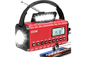 AIVICA 10000mAh Emergency Hand Crank Radio,AM FM NOAA Weather Alert Radio, Digital Display,3 Ways Powered Hand Crank,Solar Radio with Type-C Charger,Flashlight,Reading Lamp,Headphone Jack,SOS Alarm