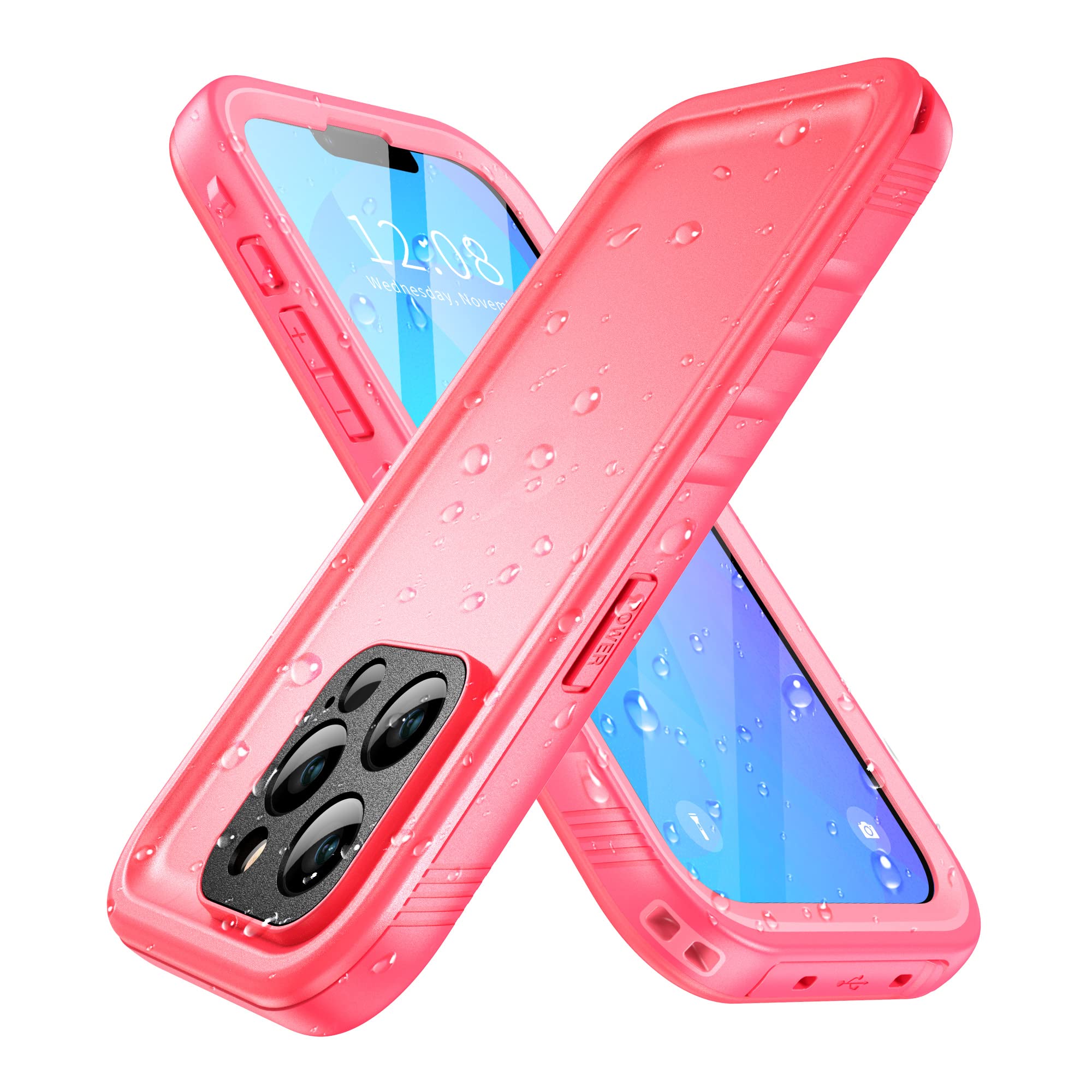 Photo 1 of SPORTLINK Compatible with iPhone 13 Pro Waterproof Case - Built in Screen Protector Full Body Shockproof Dustproof IP68 Waterproof Case for iPhone 13 Pro 6.1 Inch Pink