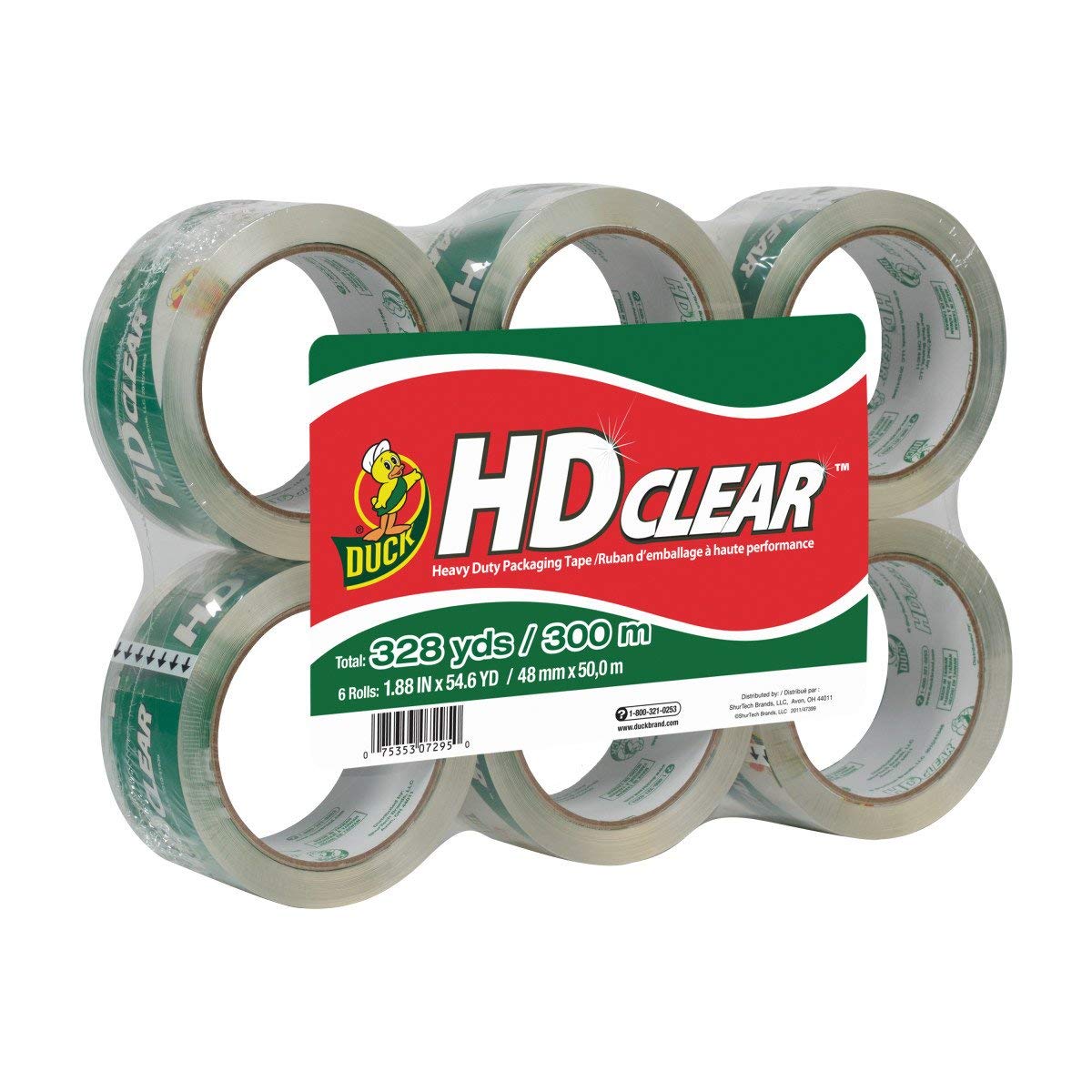 Duck HD Clear Heavy Duty Packing Tape Refill, 6 Rolls, 1.88 Inch x 54.6 Yard, (441962), Pack of 1: Industrial & Scientific