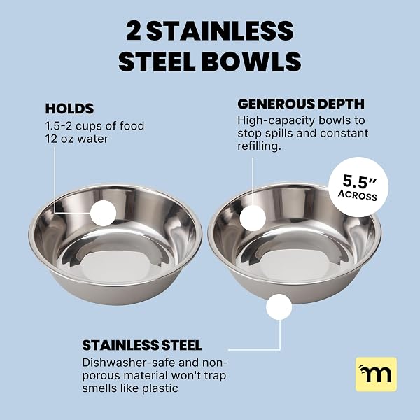 MALSIPREE ELEVATED DOG BOWLS FOR SMALL DOGS – 6.5″ RAISED DOG BOWL STAND WITH SPLASH GUARD – PORTABLE FOLDING PET FEEDING STATION WITH 2 STAINLESS STEEL BOWLS – TRAVEL ROAD TRIP FOLDABLE COLLAPSIBLE