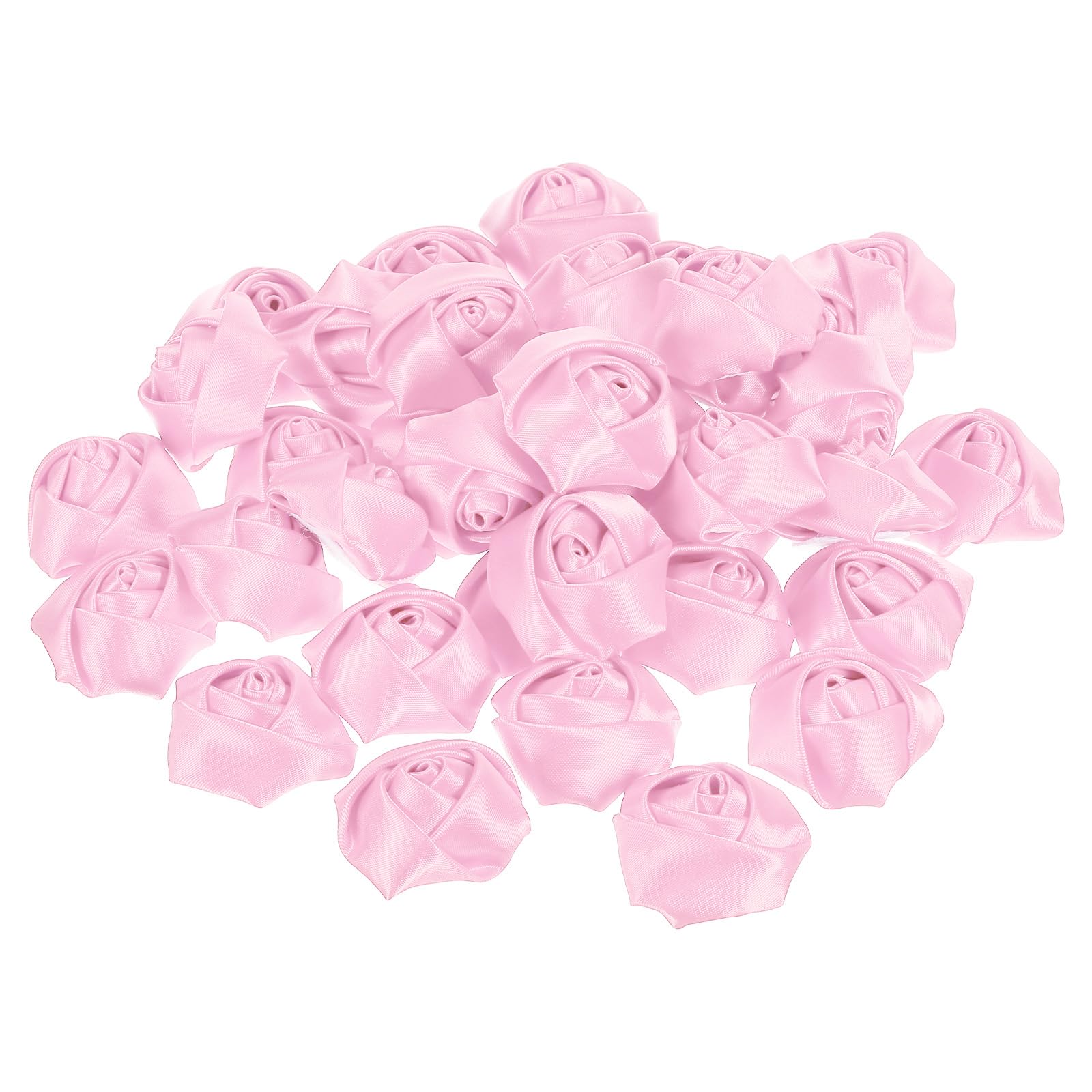 PATIKIL 1.6" Satin Ribbon Roses, 20 Pack Artificial Flowers Roses Heads Handmade Fake Flowers Fabric Flowers for Crafts Wedding Bouquet, Pink