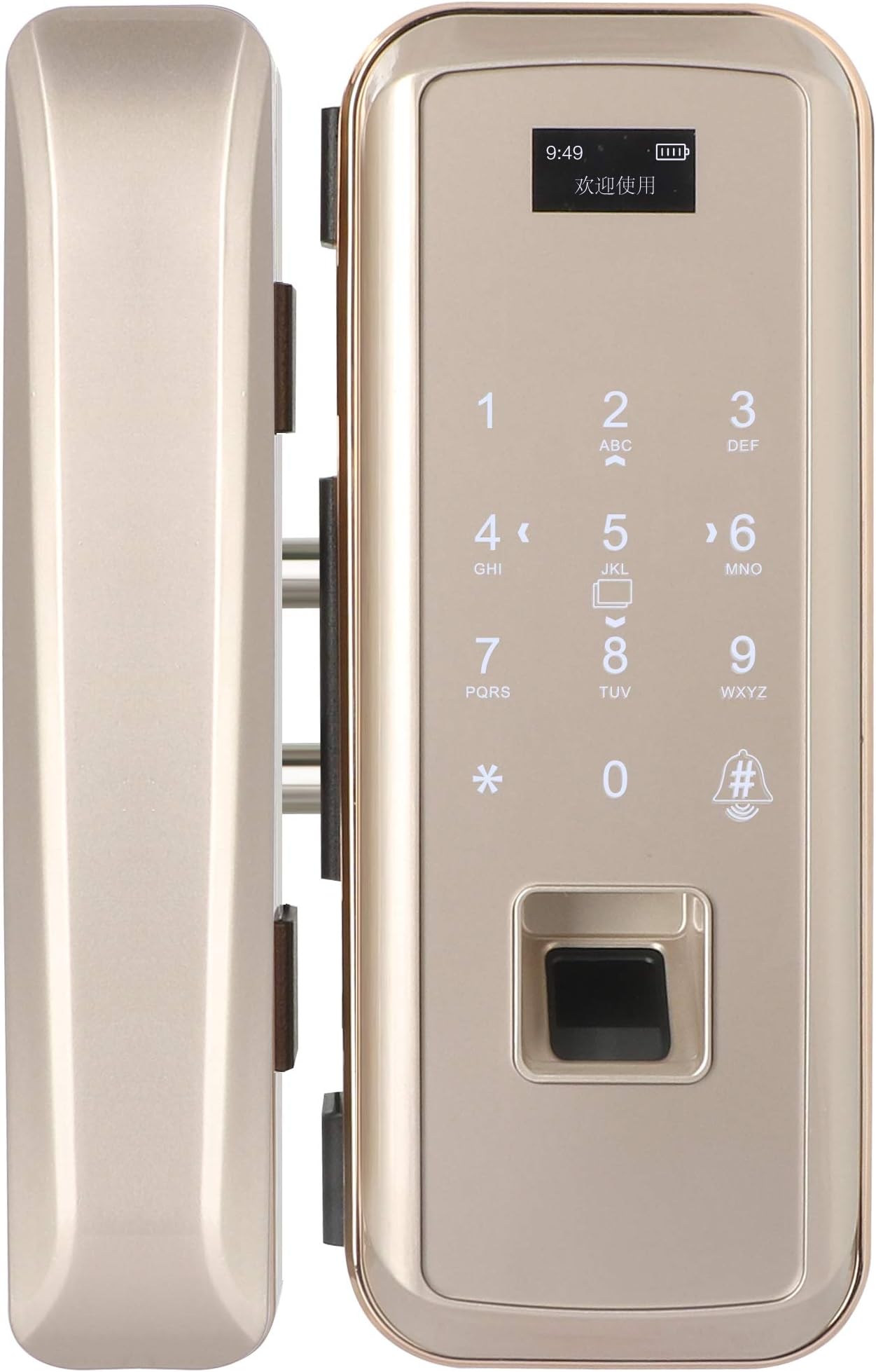 OMZBM Upgrade Smart 5-in-1 Fingerprint Door Lock for Glass Doors,Digital Keyless Keypad Code Locks with Remote Control,High Chip Card,Remote APP control,H