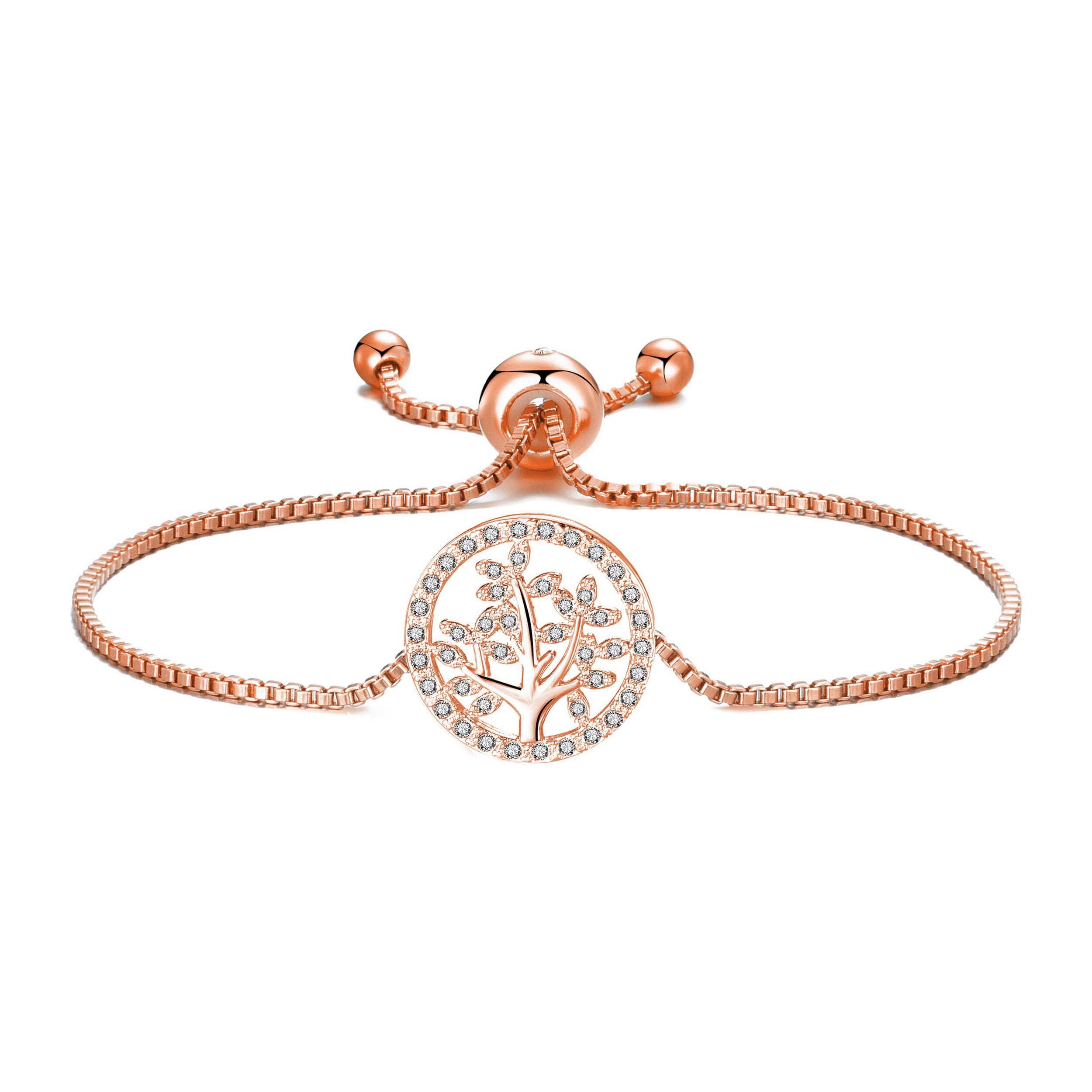 Philip Jones Rose Gold Plated Tree of Life Bracelet Created with Zircondia® Crystals