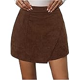 Milumia Women's Corduroy Mini Skirt High Waisted Wrap A Line Casual Short Skirts with Pockets