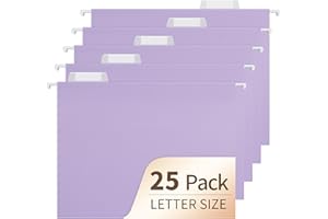 FWIPIYO Hanging File Folders, 25 Pack Letter Size File Folders with 1/5-cut Tabs, Office Essentials for Filing Cabinet & Desk Storage