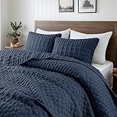 WDCOZY Navy Blue Quilt Queen Size Bedding Sets with Pillow Shams, Lightweight Soft Bedspread Coverlet, Quilted Blanket Thin Comforter Bed Cover, All Season Spring Summer, 3 Pieces, 90x90 inches