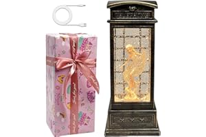 EIGHTOWN Christmas Snow Globe Lantern - Large Water Lanterns with Lights and Glitter - Telephone Booth Decoration - USB or Battery Powered Musical Box for Adults Girls (Dancing Girl)