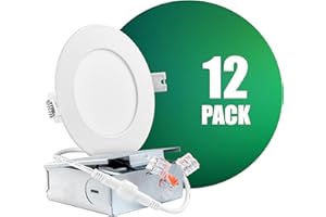 Qplus Home 12-Pack 4-Inch Slim-Panel Recessed Light, White, 5000K Day Light